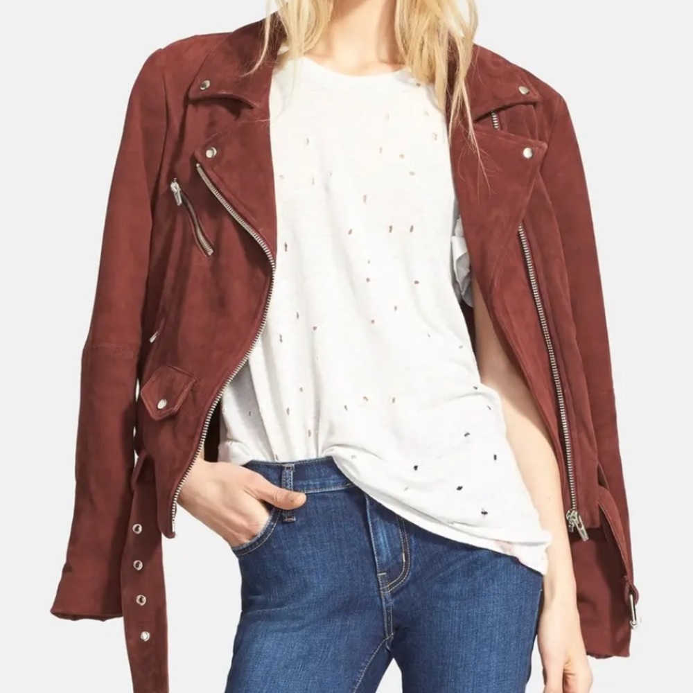Veda Jayne Suede Motorcycle Jacket